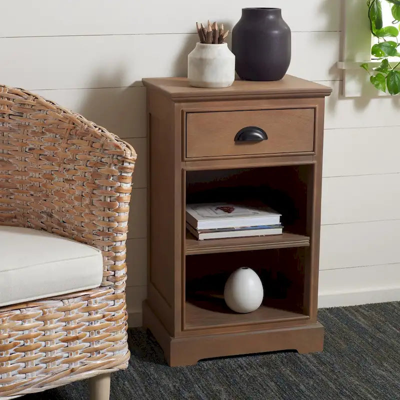 Grey Storage Side Table - 18Wx14Dx30H