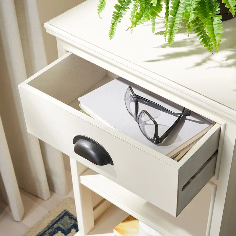 Grey Storage Side Table - 18Wx14Dx30H