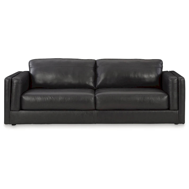 96" Contemporary Onyx Leather Sofa