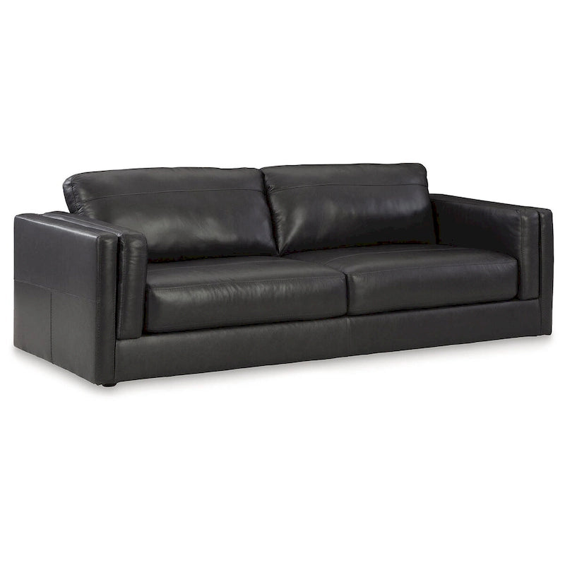 96" Contemporary Onyx Leather Sofa