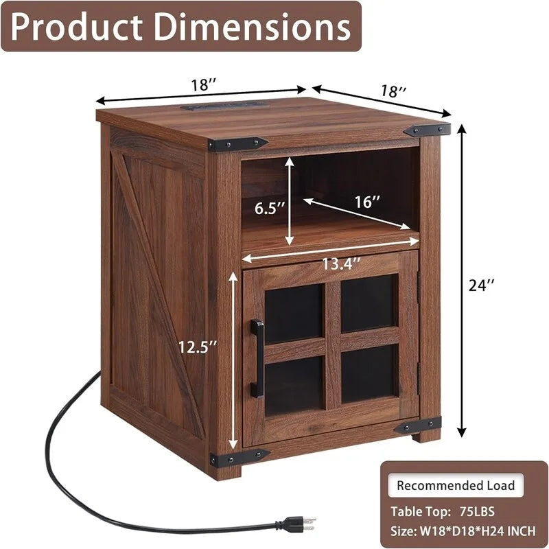 Beistelltisch mit Ladestation - 18D x 18W x 24H