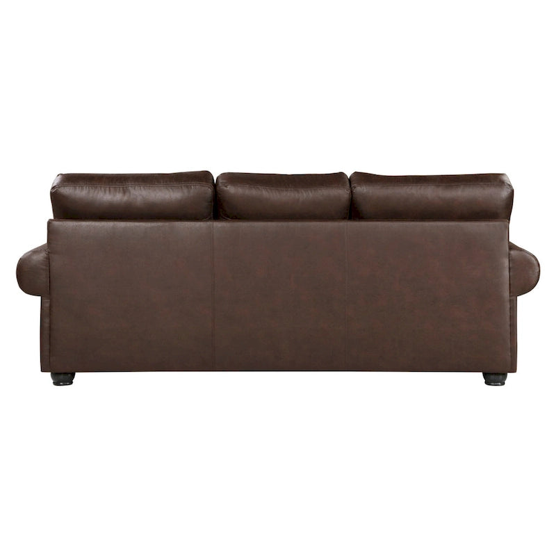 98 Inch Sofa, Rich Brown Microfiber, 4 Pillows, Soft Cushions, Wood