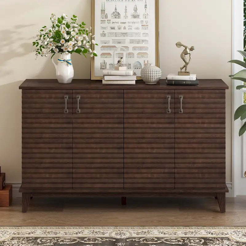 4-Door Retro Sideboard with Adjustable Shelves