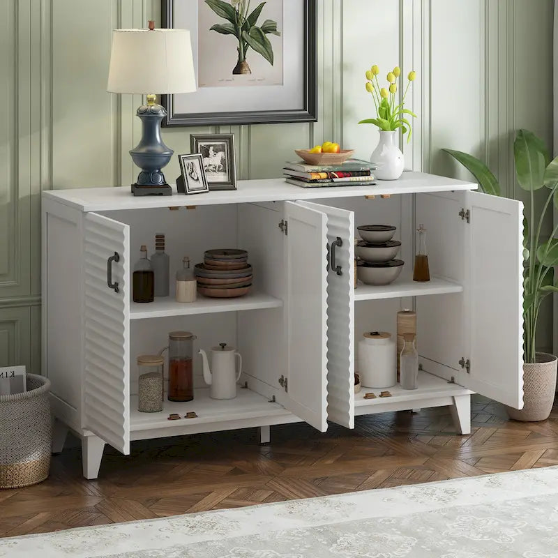 4-Door Retro Sideboard with Adjustable Shelves