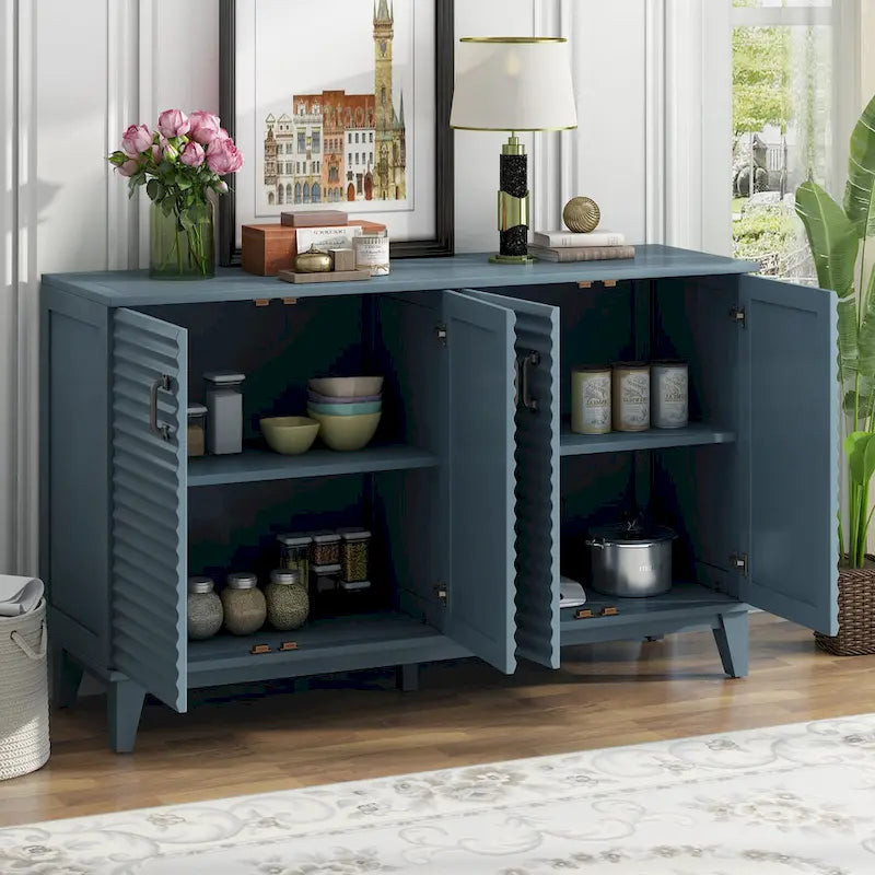 4-Door Retro Sideboard with Adjustable Shelves