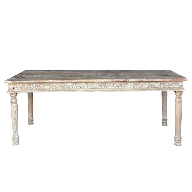 Reclaimed Wood Carved Dining Table - 83"