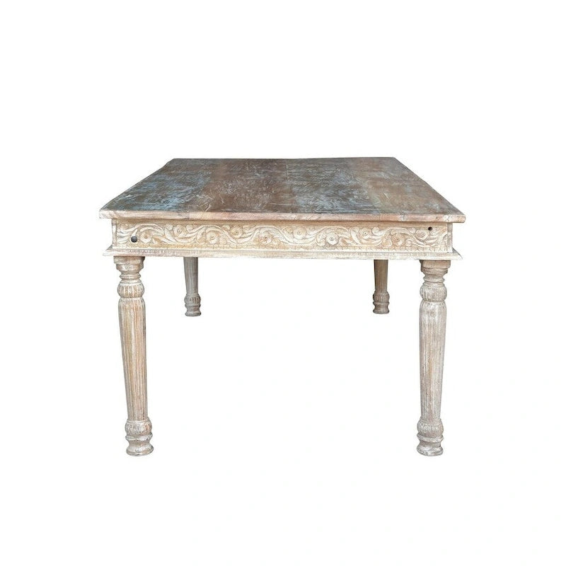 Reclaimed Wood Carved Dining Table - 83"