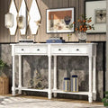 Rustic Console Sofa Table with 2 Drawers and Bottom Shelf