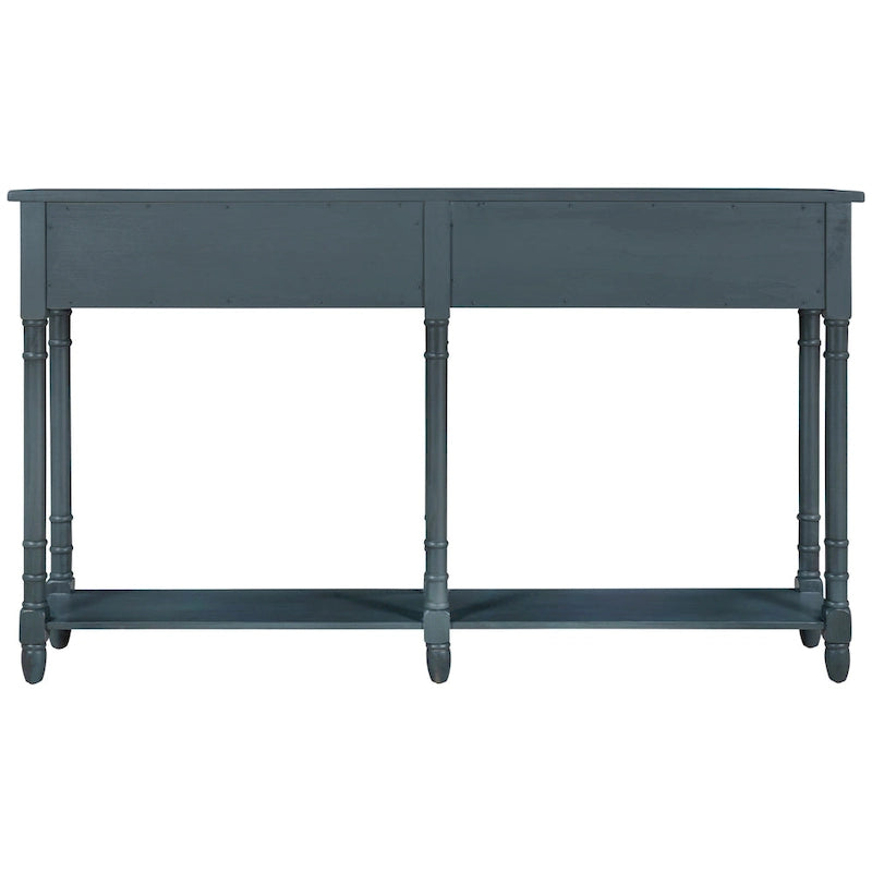Rustic Console Sofa Table with 2 Drawers and Bottom Shelf