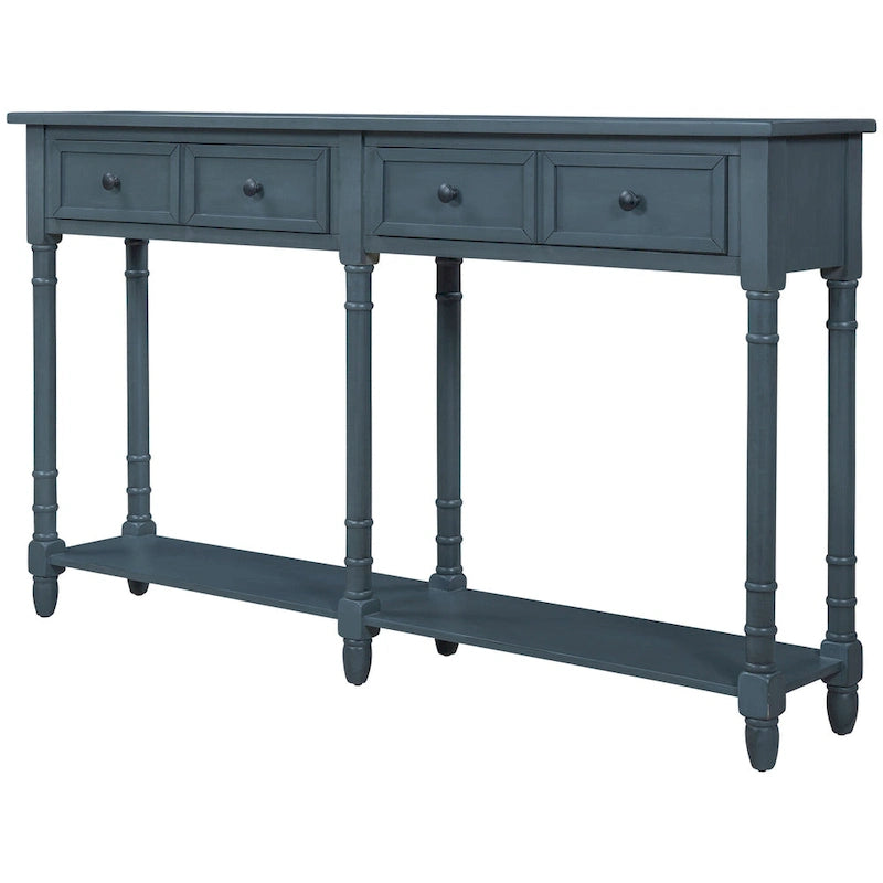 Rustic Console Sofa Table with 2 Drawers and Bottom Shelf