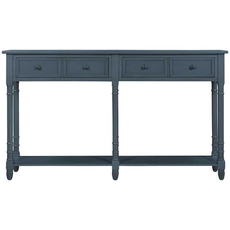 Rustic Console Sofa Table with 2 Drawers and Bottom Shelf