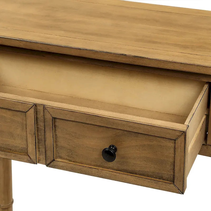 Rustic Console Sofa Table with 2 Drawers and Bottom Shelf