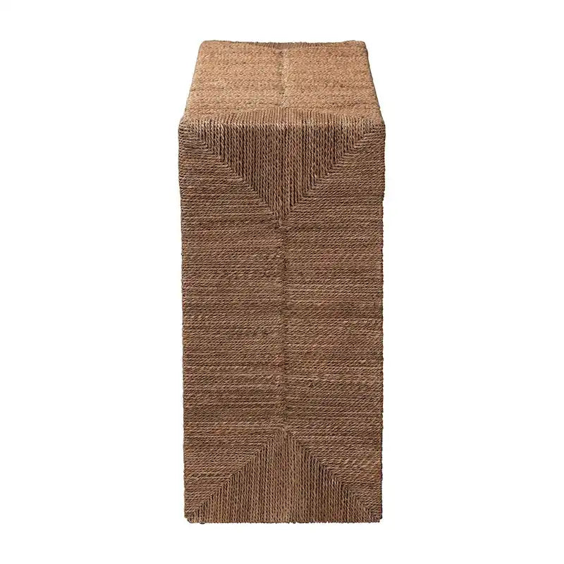 Bohemian Natural Seagrass Console Table, Acacia Wood