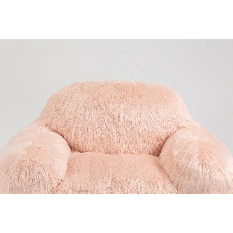 Faux Fur Bean Bag Lounge Chair with Shredded Memory Foam