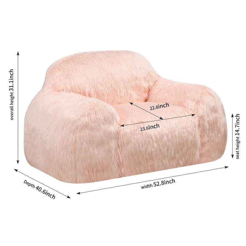 Faux Fur Bean Bag Lounge Chair with Shredded Memory Foam