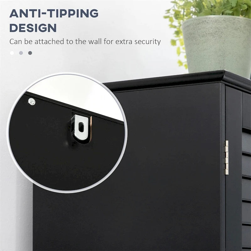Tall Narrow Bathroom Storage Cabinet w/Doors and Shelf Adjustability